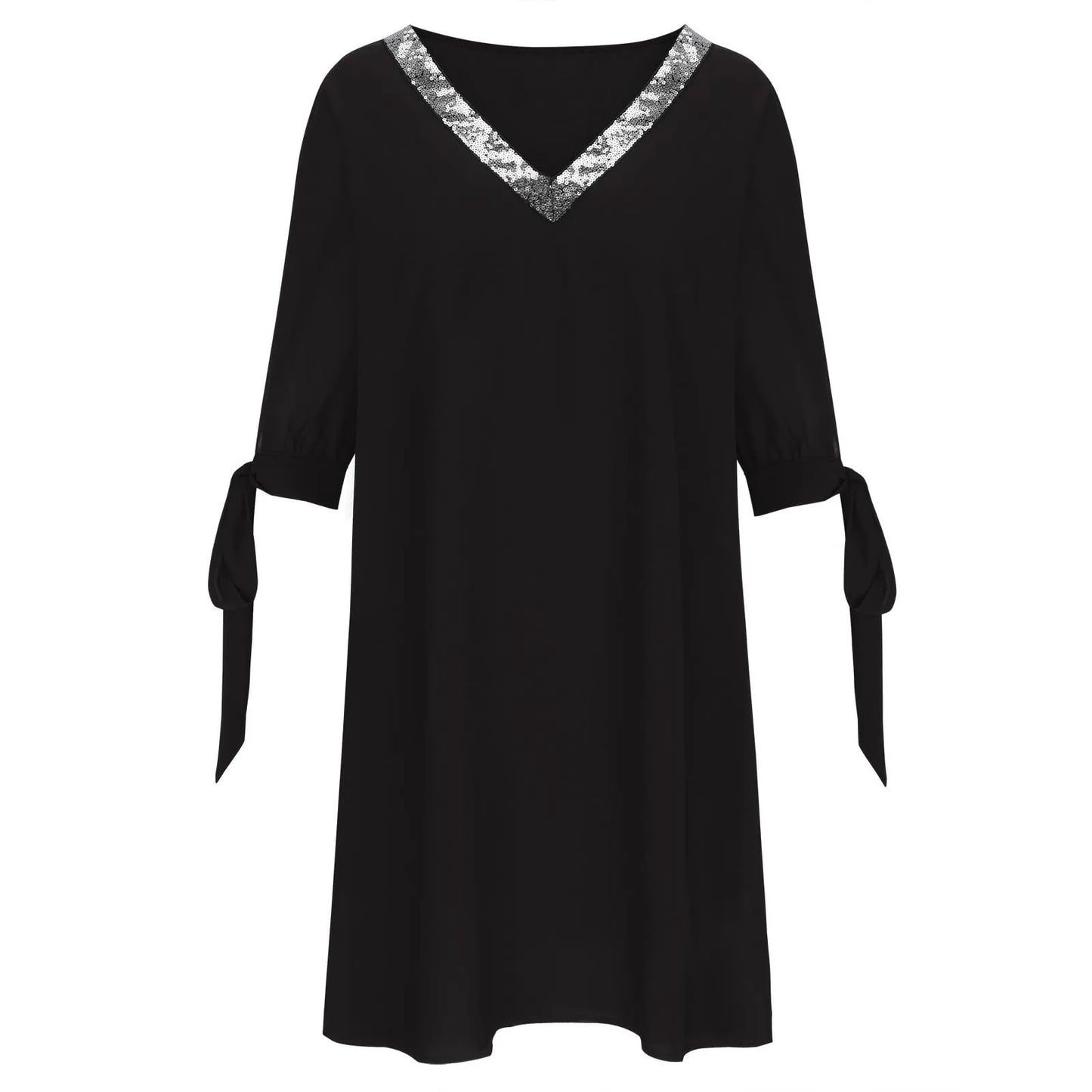 Mujer Encaje Malla Costuras Glamuroso Negro Cuello en V BodMini Vestido Manga Corta Malla yi Slm Vestido Vestidos Casuales Para Mujer Vestidos